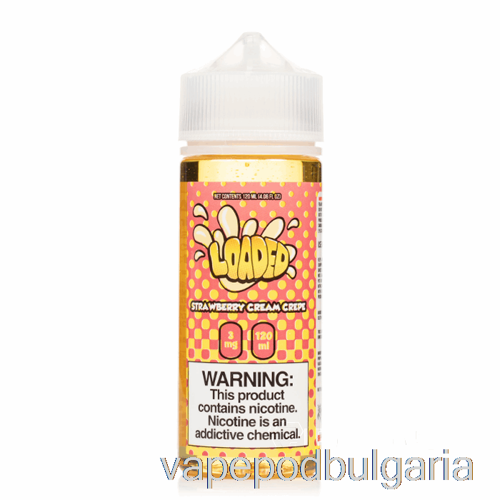 Vape 10000 Дръпки ягодов крем креп - заредена електронна течност - безмилостни изпарения - 120 мл 6 мг